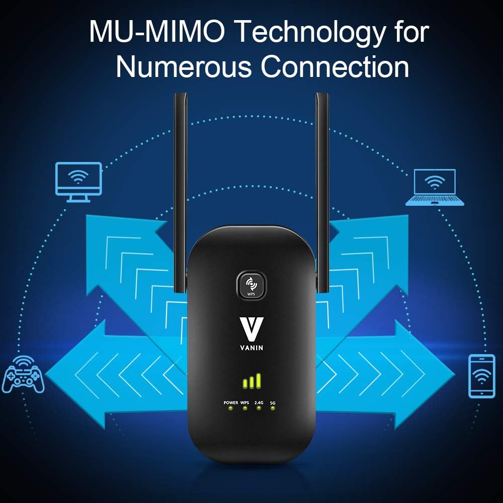 WiFi Range Extender -1200Mbps WiFi Repeater Wireless Signal Booster 2.4 & 5GHz Dual Band WiFi Extender with 2 Gigabit Ethernet Port, AP & Router Mode, 360°Full Coverage, Simple Setup: Electronics