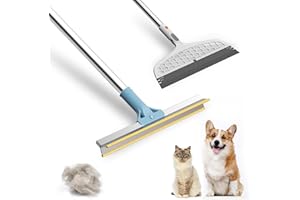 AFunkoo Pet Hair Remover Bundle - Including Long Handle Dog Hair Removal Carpet Rake for Rug and Fur Floor Magic Sweeper Cleaner, Suitable for Stair Mat Living Room Bathroom Wall, Grey