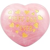 rockcloud Healing Crystal 1.6 inch Rose Quartz Heart Love Carved Palm Worry Stone Chakra Reiki Balancing, Father's Day Gift