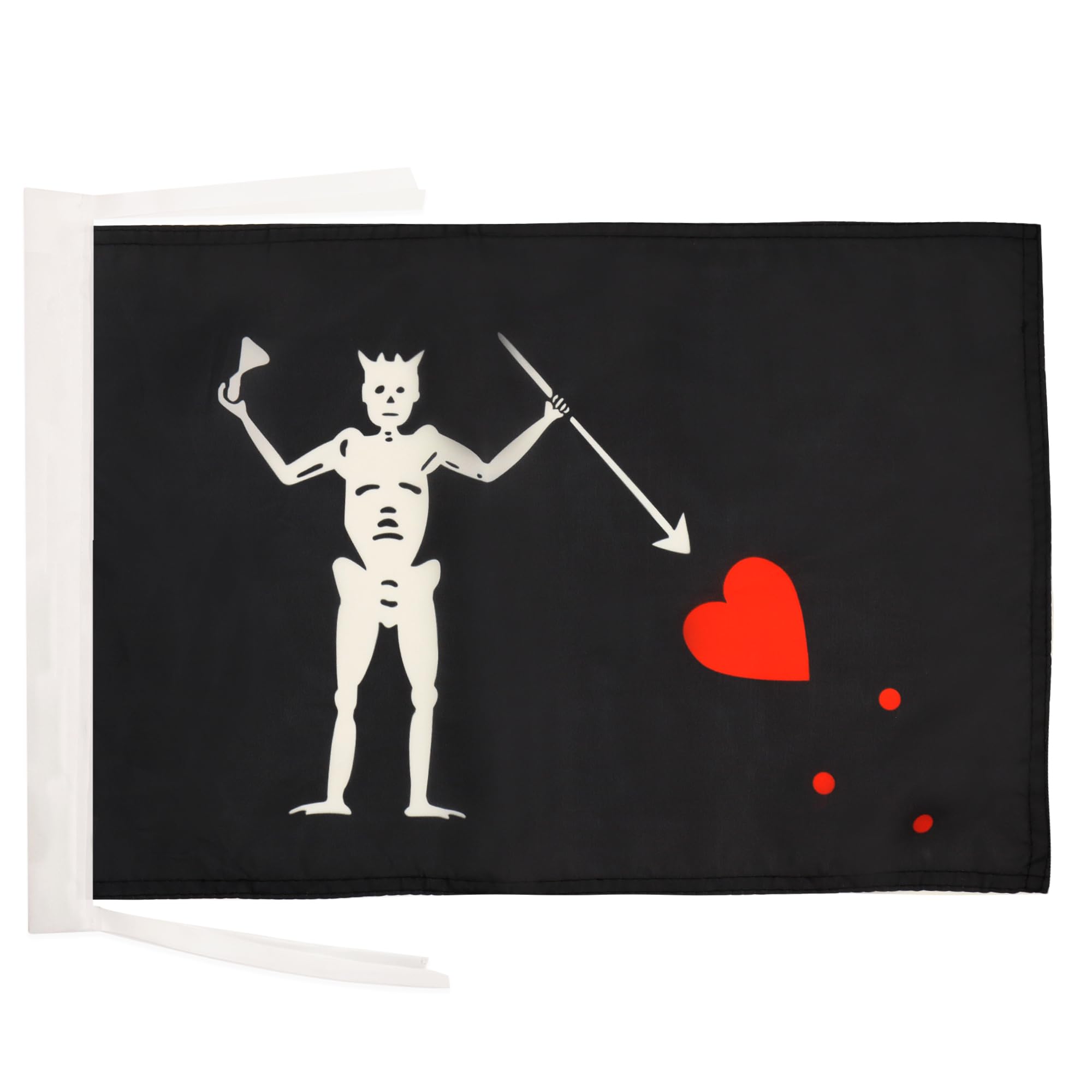 AZ FLAG - Pirate Edward Teach Flag - 18'' x 12'' - 100% Polyester skull Pirates Small Banner with Two Cords - Fade Resistant - Vivid Colors - 18x12 in - 45x30 Cm