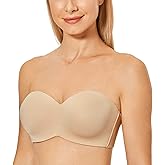 DELIMIRA Women's Strapless Bra Unlined Underwire Minimizer Plus Size Support
