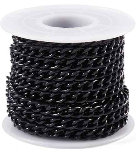 Rollo De Cadena De Eslabones Circulares - 5 Metros, 4 Mm De Grosor, Color Negro, Para Joyería DIY