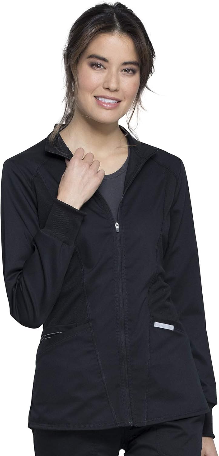 CHEROKEE Workwear WW Revolution Zip Front High-Low Jacket WW301: Clothing