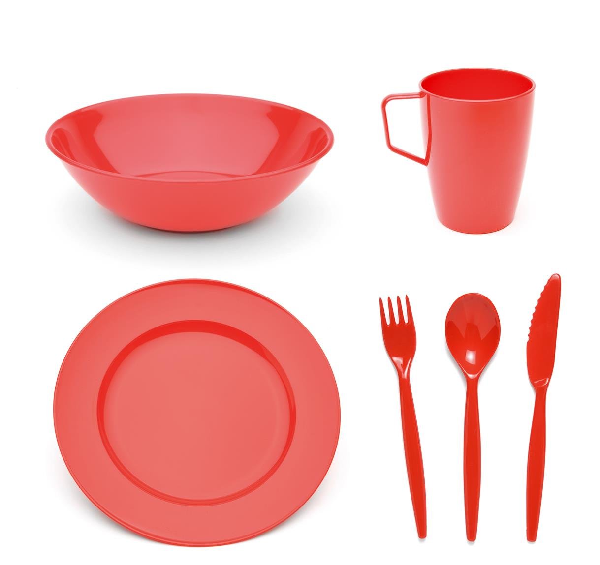 Scout and Girl Guide Red Dining Set - Reusable Plate, Bowl, Mug & Cutlery Virtually Unbreakable Polycarbonate Tableware Set