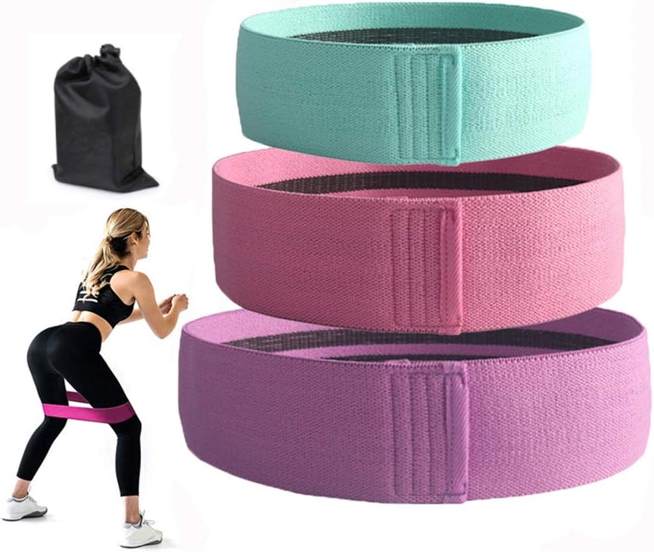 SHUNING Exercise Resistance Bands for Legs and Butt, Fabric Booty Bands, Women Hip Elastic Loop Band Fitness Workout Bands for Squat Thigh Glute Training, Set of 3 Pack