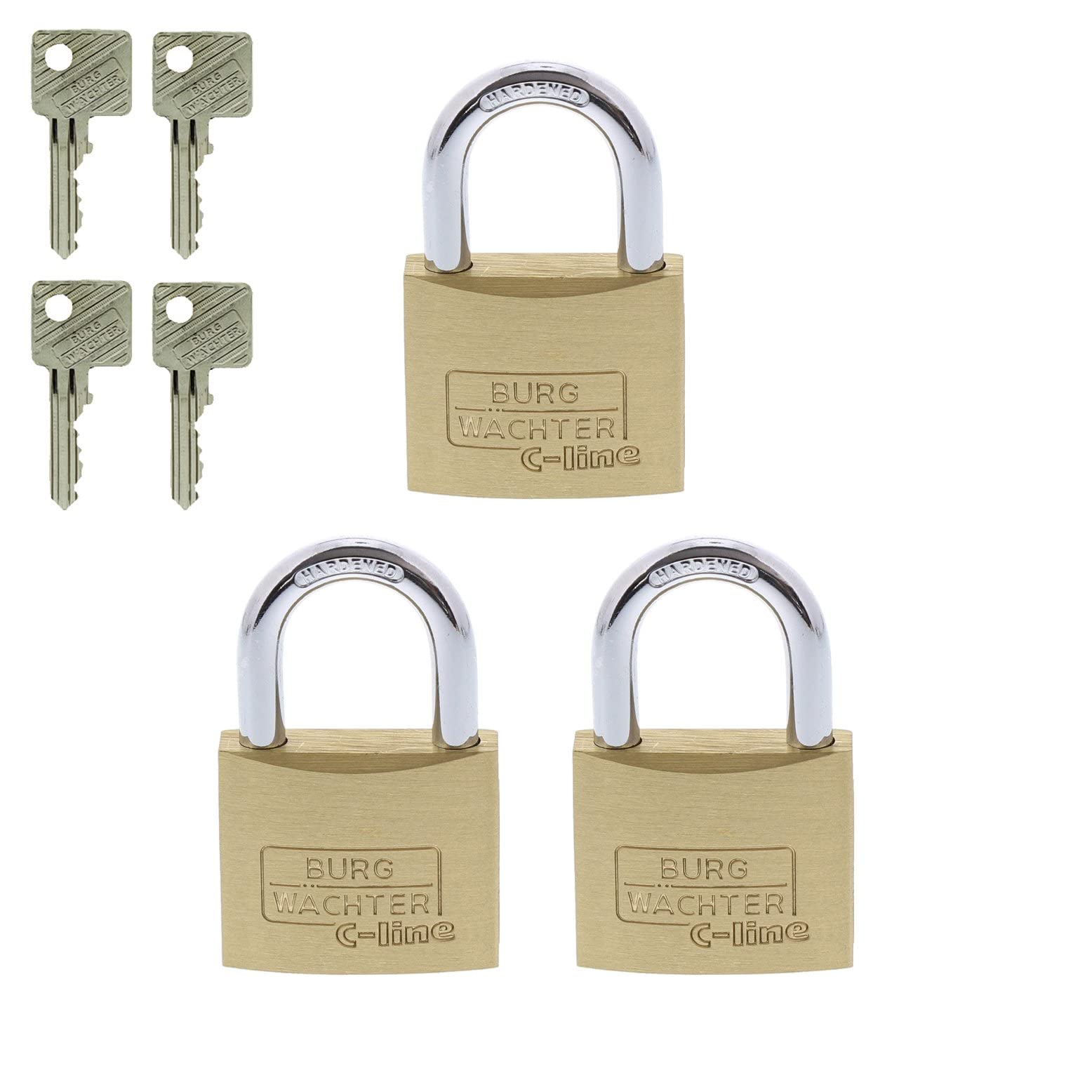 Burg-Wächter Padlock, Set of 3, 4 Keys, Trio 222, Trio 222 40 GL SB — image 1