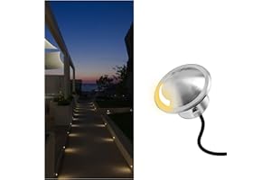 MALORY Recessed LED Deck Light, 4W 12V Low Voltage Landscape Lighting, Outdoor Step Stair Lights, Deck Lighting for for Outside Floor Yard (SG05- Round Top, 1-Pack 2700K)