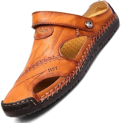 mens leather closed toe sandals uk