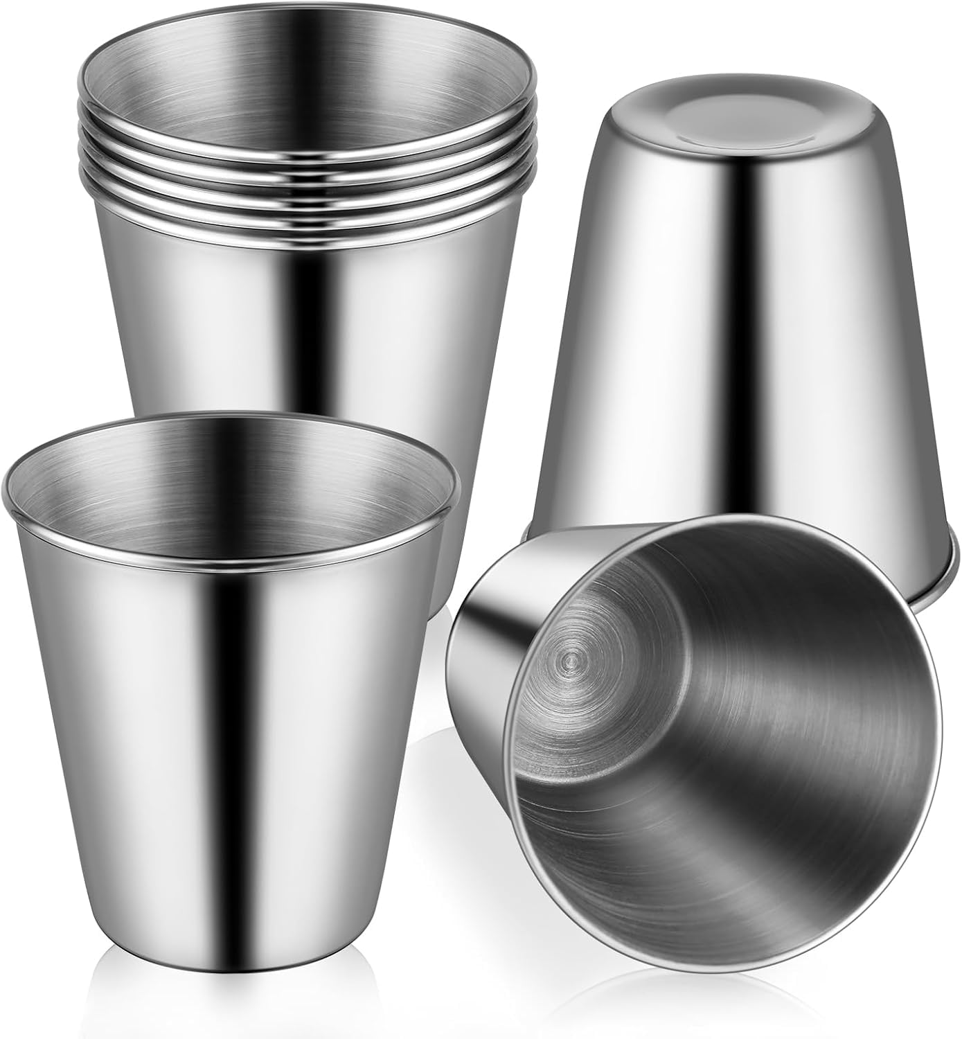 CZFLXLJ 8 Pcs Stainless Steel Shot Glasses, 2.36 Ounce Metal Shot Glasses, Small Reusable Unbreakable Silver Cups Barware Drinking Vessel Tumbler for Bar Home Restaurant Travel