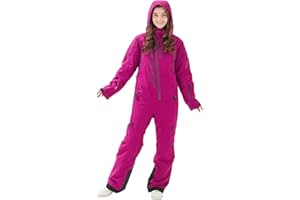 MOUS ONE Women One Pieces Ski Suits Waterproof Warm Insulated Ski Jumpsuit Removable Hood Snowsuit for Snow Sport