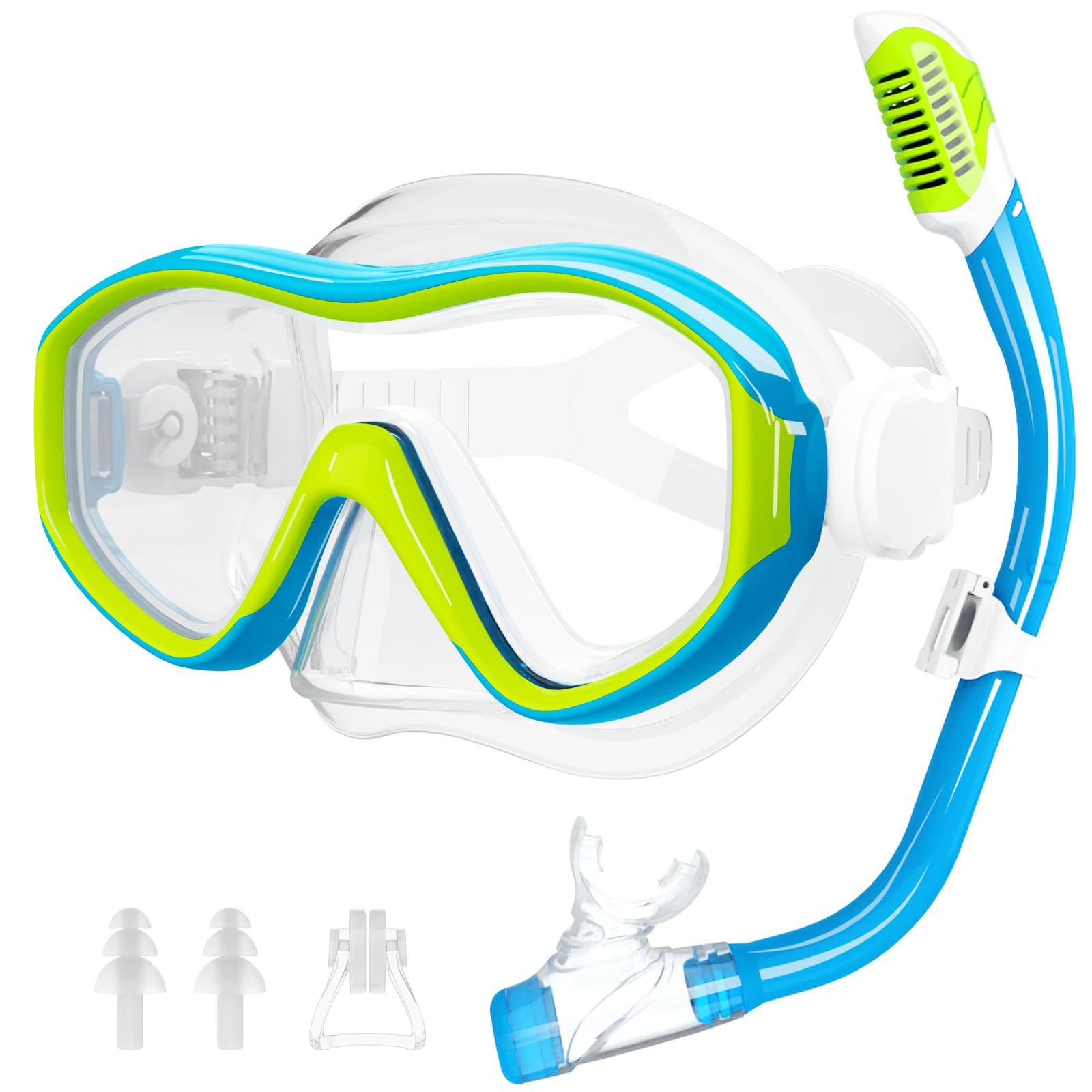 Photo 1 of Kids Mask Fins Snorkel Set for Age 5-15,Dry Top Snorkeling Gear for Kids Boys Girls Junior & Youth
