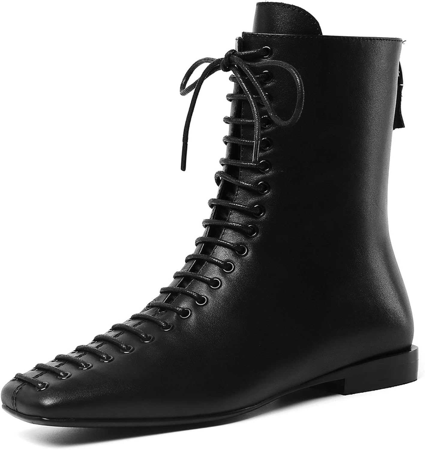Women Ankle Boots Genuine Leather Back Zipper Retro Riding