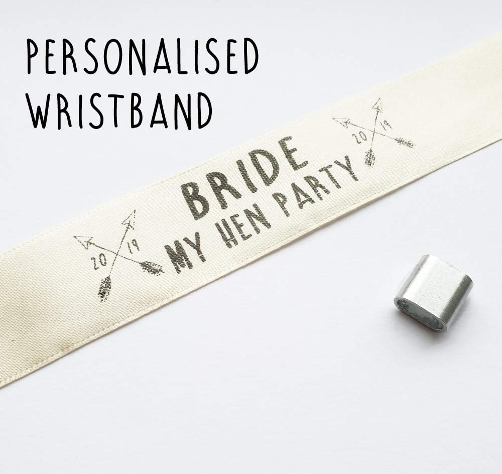 My Pretty Little Gifts Personalised Hen Party Bride Wristband - Name Bride Tribe Arrows Festival Band