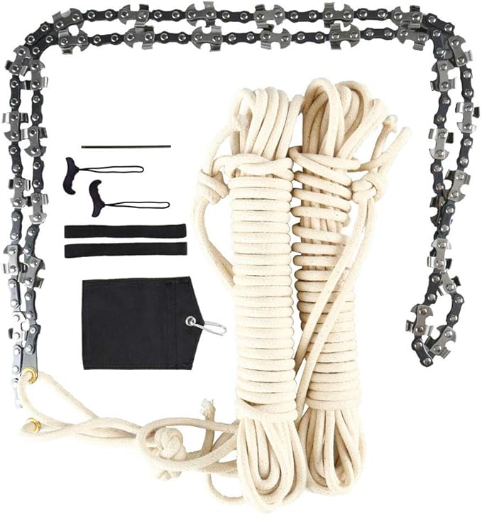 S SMAUTOP Hand Rope Chain Saw, Both Sides 48 Inch Blades,25 Feet Ropes