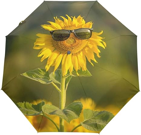 Amazon サングラスをかけている面白いひまわり 折りたたみ傘 メンズ 逆折り 頑丈な8本骨 軽量 自動開閉 大きい 滑り止めハンドル Tonton 長傘 通販