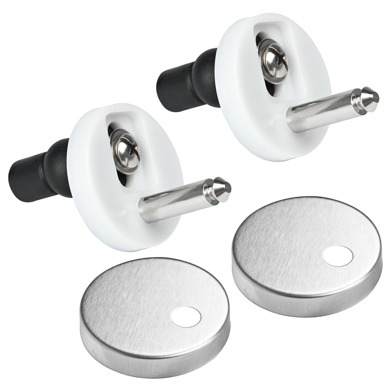 2 Pack Toilet Seat Fixings, Toilet Seat Hinges Fixings, Quick Release Toilet Seat Hinges, Toilet Fixing Kit with Spare Expanding Rubber Screws Nuts Bolts for WC Toilet Blind Holes