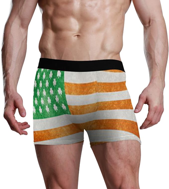 Ladninag Mens Boxer Briefs Irish American Flag Bikini Underwear Stretch Low Rise Trunks Boys