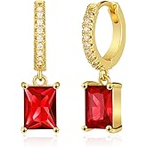 Small Hoop Earrings for Women, 18k Gold Plated Huggie Dangle Dainty Green Drop Earrings Jewelry For Women Gift