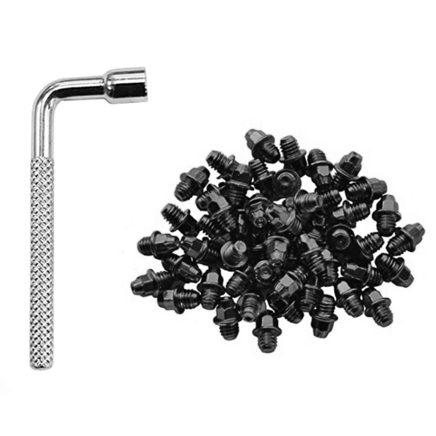 Funn Pedal Pins Studs for Mamba, Ripper, and Python Pedals, 50pcs of M4 x 5mm Street Pins with a 4mm Socket Wrench (Black)