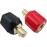 05335 Welding Leads Adapter Set, Dinse-Type Machine Plug Connector, 2 Pack | Connect Lenco or Tweco LC40 Male to Dinse Style Female, Includes 1 Red and 1 Black Adapter, Welder Cable Terminal Adapter