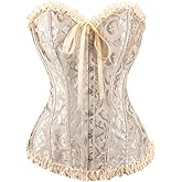 JoyPeak Corset Tops for Women,Lace Bustier Corset Lingerie top,Renaissance Overbust Corset Push Up Bodysuit