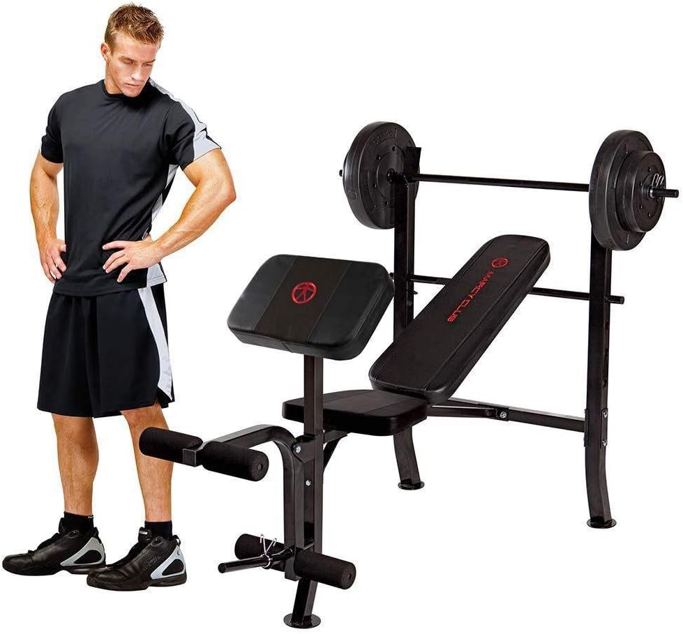 Marcy Standard Weight Bench with 80 lbs Vinyl-Coated Weight Set MKB-2081: Sports & Outdoors