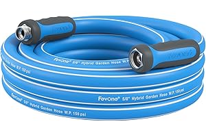 Fevone Garden Water Hose with Solid Aluminum Fittings for Patio & Garden, Drinking Water Safe, 5/8" x 12 ft