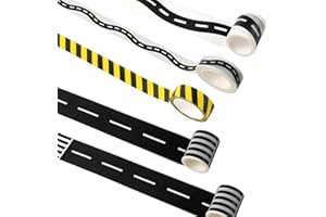WALWAL Ruban adhésif pour voitures jouets (2 rouleaux autoroute + 1 rouleau courbe noir et blanc + 1 rouleau de grande courbe