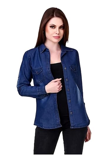 ladies denim shirts amazon