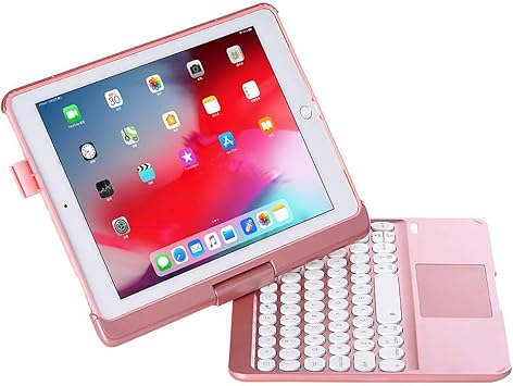 Amazon Com Ipad Keyboard Case Whit Touch Pad For Ipad5 6 Ipad Pro 9 7 Ipad Air 2 360 Rotatable Detachable Keyboard Case Whit 7 Color Backlit With Pencil Holder Ipad9 7 17 18 Pro9 7 Air Air2 Rose