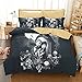 KTKRR Christmas Duvet Cover Set (no comforter),Scarecrow Style Nightmare Before Christmas 3pc Bedding Set, Duvet Cover with Pillowcase Gift 3D Terrorist Design (QUEEN, Black Christmas)