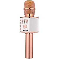 BONAOK Wireless Bluetooth Karaoke Microphone, 3-in-1 Portable Handheld Mic Speaker for All Smartphones,Gifts for Girls Kids A