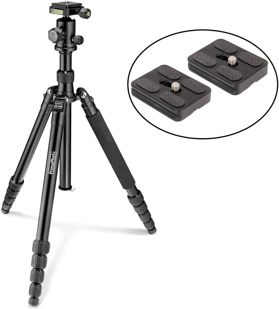 PrimaPhoto PHTRBBK Gear Traveler Big Tripod (Black) and Two Bonus Replacement Quick Release Plates
