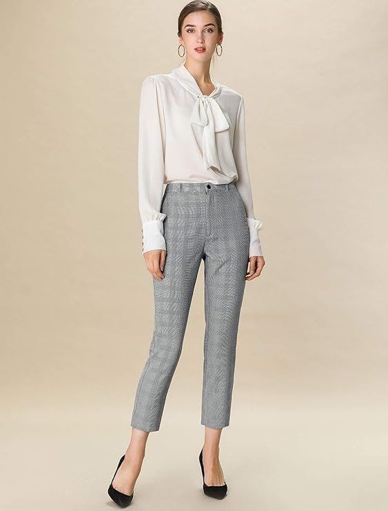 elastic plaid pants