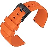 ANNEFIT Fluorine Rubber FKM Watch Band for Men, Quick Release Soft Durable Fluororubber Watch Strap 20mm 22mm