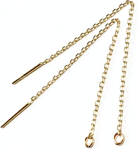 Amazon Rvaru K18ピアス金具 ロング アメリカンピアス K18保証刻印入り K18yg ４面ダイヤカットアズキチェーン 口開き丸カン付き 18金イエローゴールド チェーンピアス アレルギー対応 パーツ 部品 材料 ピアスキャッチ付き ピアス 通販