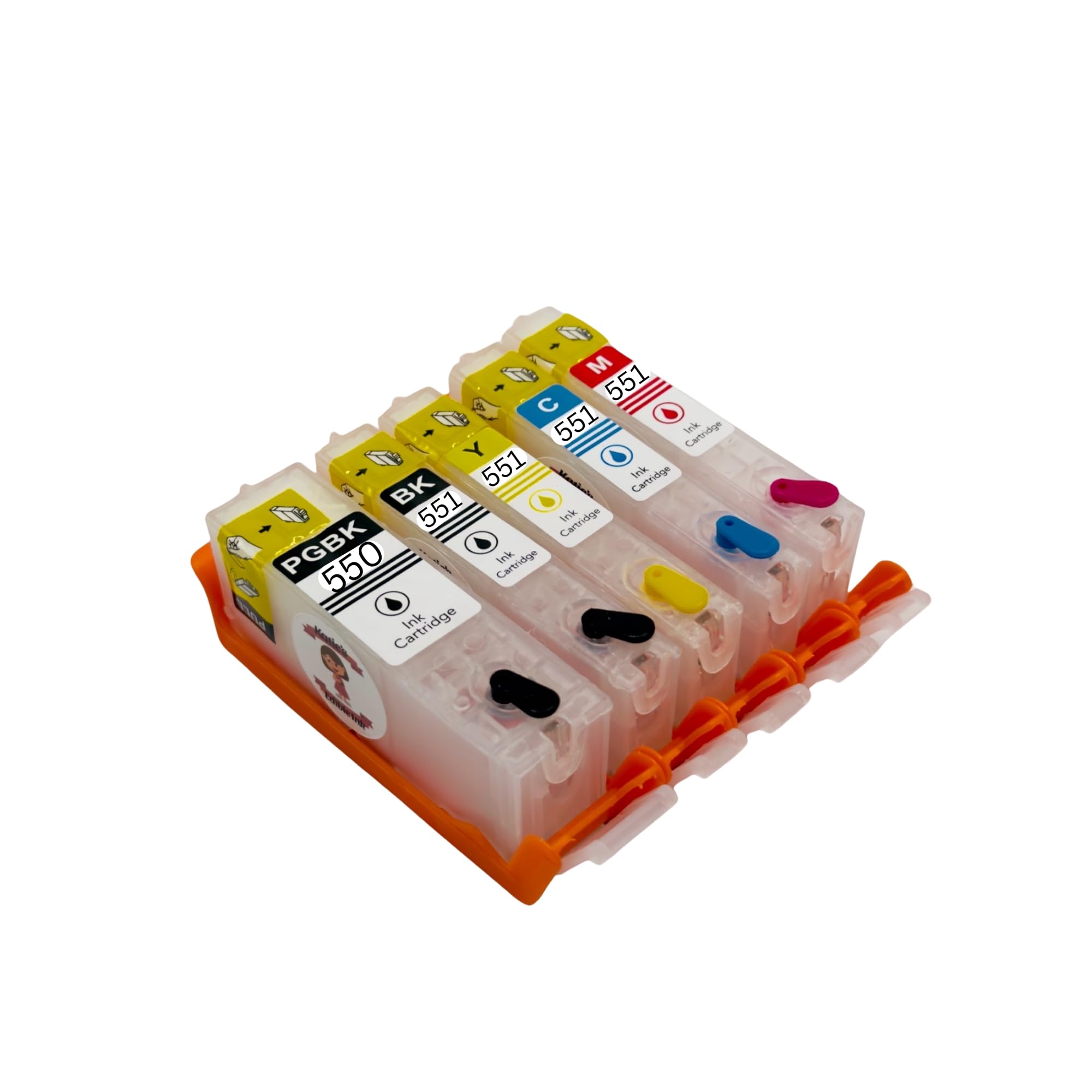 5 Empty Refillable Katie's Edible Ink Cartridges Compatible With Canon PGI-550 and CLI-551 For The Canon PIXMA IP7250