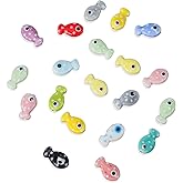Ymapinc 20 Pcs Fish Beads, Ceramic Beads for Jewelry Making, Colorful Spotted Loose Spacer Bead Ocean Beach Ceramic Fish Charm for DIY Necklaces, Bracelets, Jewelry Making