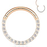 WBRWP Hinged CZ Septum Nose Rings Hoops: 316L Surgical Steel Septum Rings for Women 20G 18G 16G 14G Cartilage Earrings Conch Helix Daith Piercing Jewelry Rook Tragus Lobe Hoop 6mm 8mm 10mm