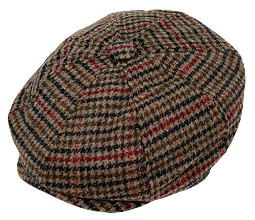 Men s wool blend applejack houndstooth plaid ivy newsboy hat (bro…