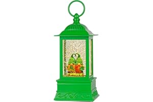 EYROSA St Patricks Day Snow Globe Decorations, St Patricks Day Lighted Glitter Gnome Snowglobe Lantern