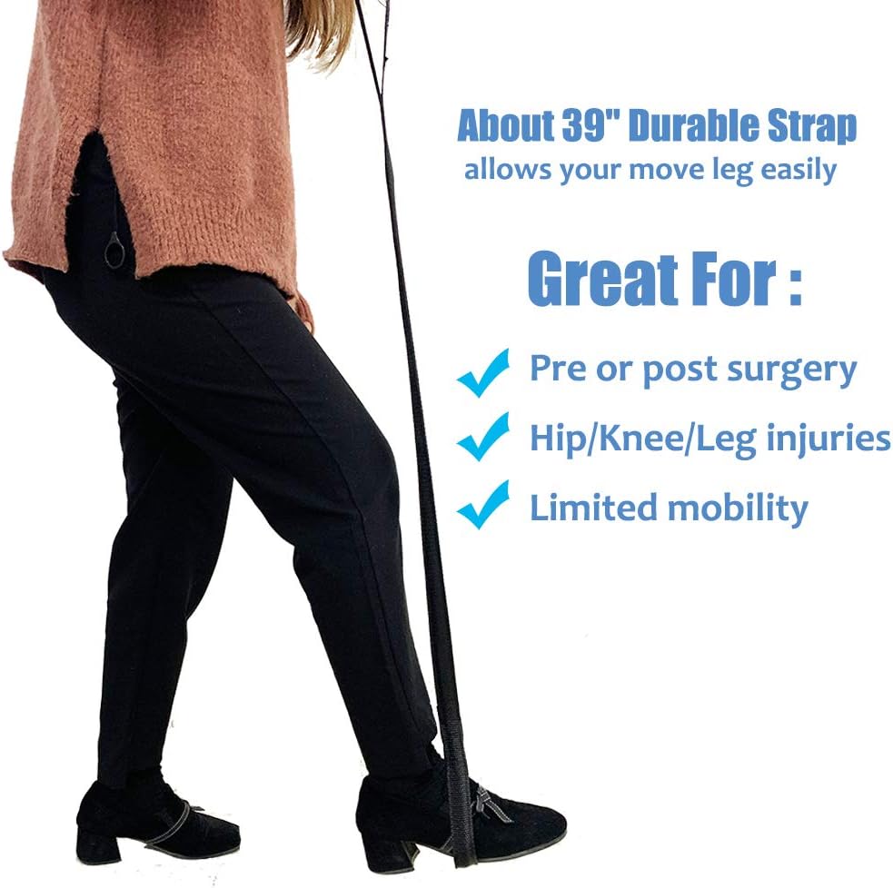 Leg Lifter Strap Rigid Knee Hip Replacement Recovery Kit Foot Lifter Strap Knee Thigh Patient Handicap Car Assist Lift Belt for Adult, Elderly, Disability Mobility Aid Occupational Therapy Tools (39"): Health & Personal Care