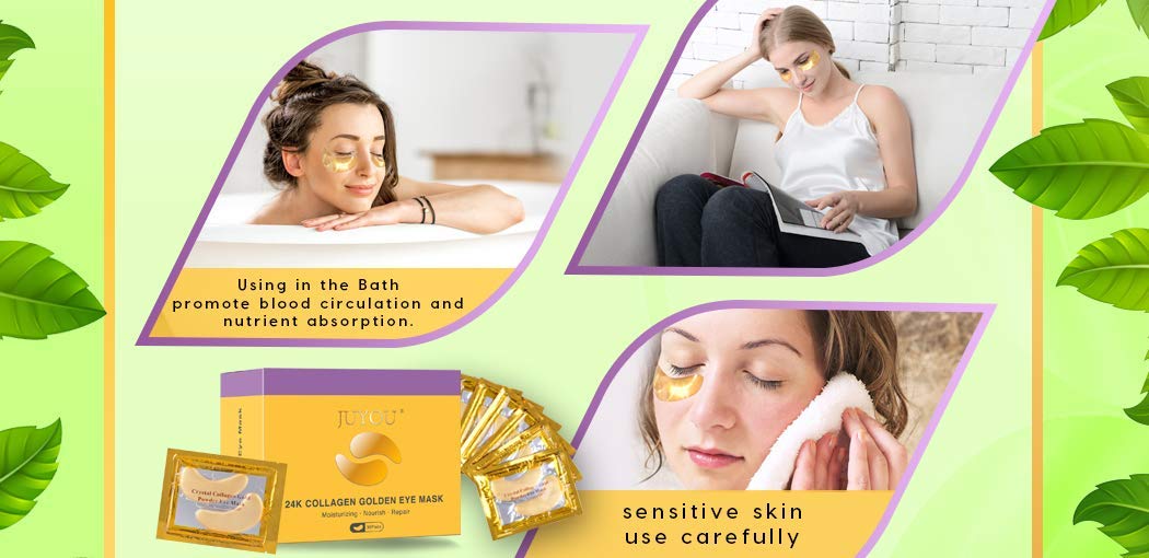 Under Eye Patches, Eye Mask, Gold Under Eye Mask, Gold Eye Mask, Eye Pads, Collagen Eye Patch, JUYOU Eye Patch For Anti-wrinkles, Puffy Eyes, Dark Circles, Fine Lines Treatment (30Pairs 24k Gold) : Beauty