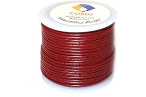 Cords Craft® | 1.5mm Round Leather Cord for Jewelry Making Bracelets Necklaces Hair Accessories Beading Work Regular Shiny (Dark Red, 21.87 Yards) | Roll of 20 Meters Genuine Leather Cord