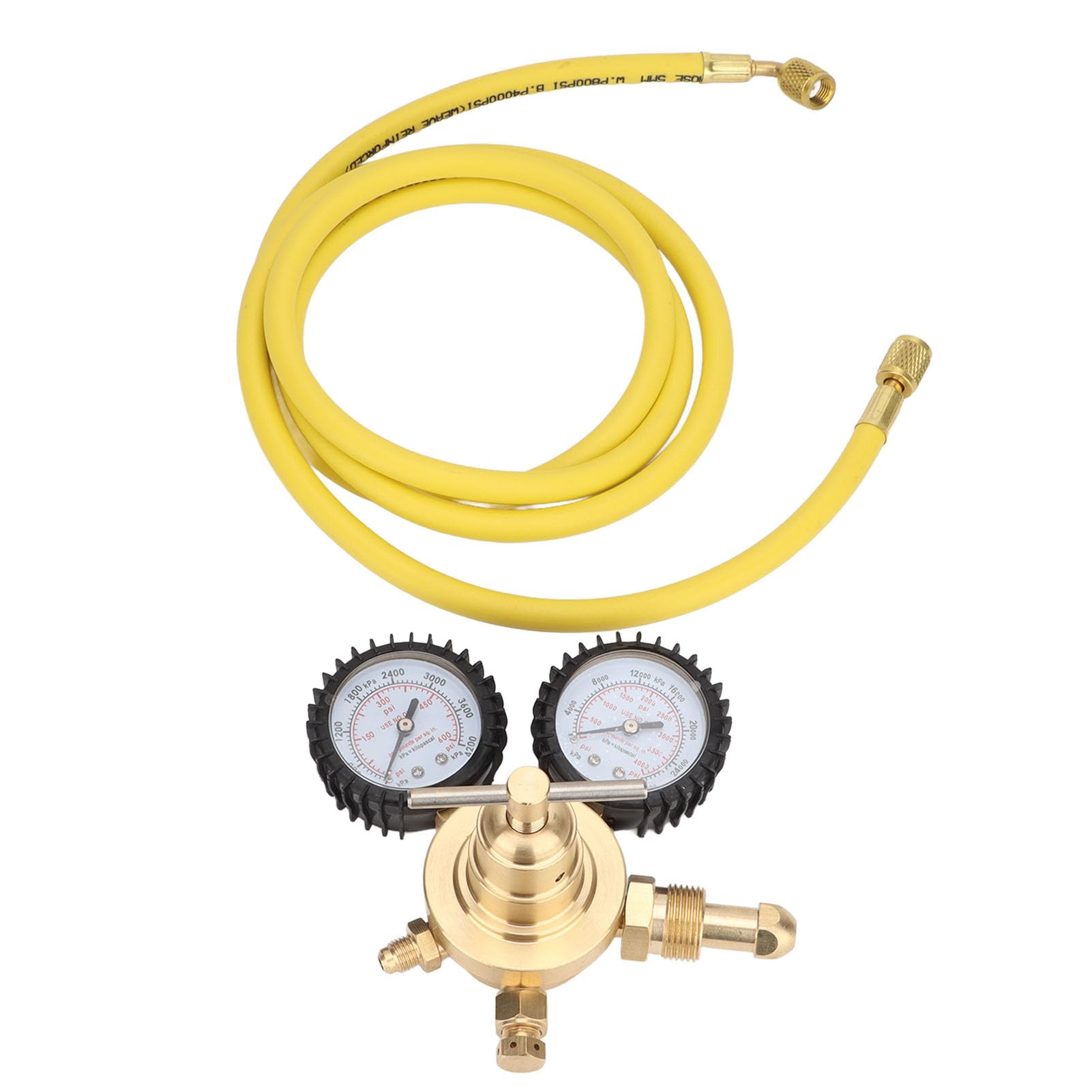 Brass Nitrogen Gauge Kit Accurate Stable 4000Psi High Pressure 2m Hose Wrench for Welding Cutting Laboratory with Pressure Regulator