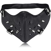 GelConnie Leather Cosplay Punk Half Face Motorcycle Wind Protective Anti-Dust Biker Outdoor Sports Mask