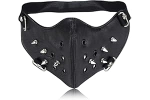 GelConnie Leather Cosplay Punk Half Face Motorcycle Wind Protective Anti-Dust Biker Outdoor Sports Mask