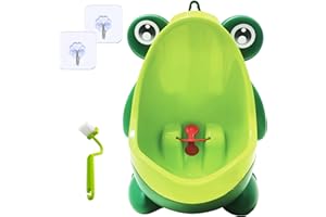 CMAQPW Frog Pee Training with Brush and Hooks, Green Cute Potty Training Urinal,Potty Training Toilet for Boys Kids Toddler with Funny Aiming Target,Frog Shape Pee Trainer