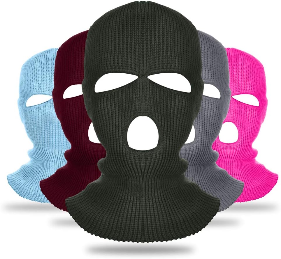 Idlespace New 3 Hole Helmet Warm Soft Motorcycle Helmet Winter Knit Hat Ski Mask Army Tactical Mask Full Face Cap(Rose red): Home & Kitchen