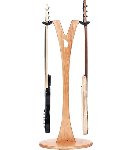 Ruach GS-1 Dual Guitar Stand - Handmade Walnut Hardwood For 2 Acoustic Or Electric Guitars (39 Inch Height)